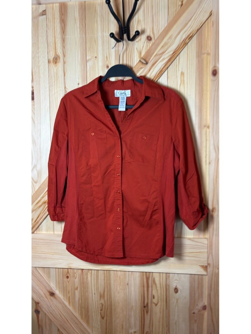 Cathy Daniels Women's Button-Up Shirt XL Rust Orange Cotton Blend